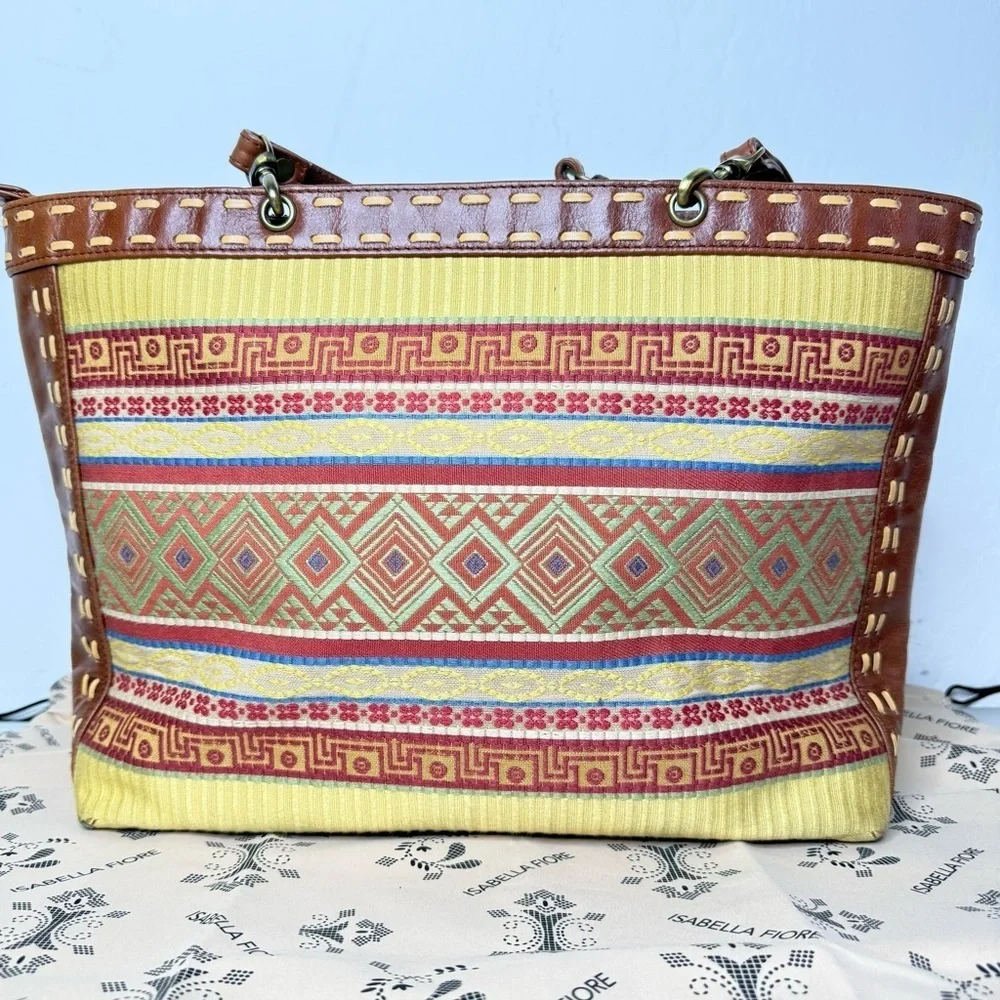 Isabella Fiore Limited Edition Beaded Embroidered Handmade Tote Leather Bag Rare